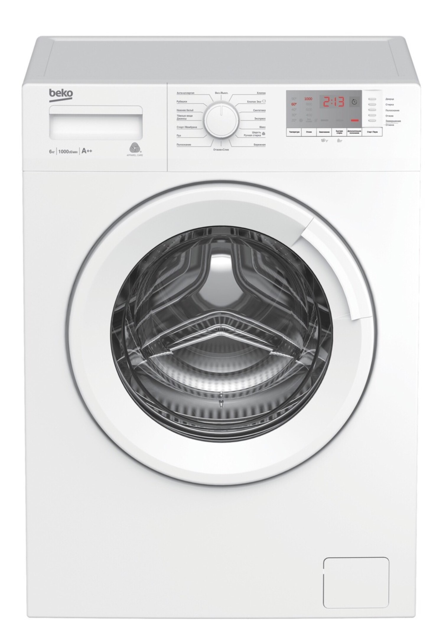 Стиральная машина Beko WRE6512BWW, стирка 6кг, отжим - 1000 об/мин, 15 программ,60 см x 84 см x 39см