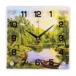 2525-01(10) Часы настенные "Лодка у лесной речки на закате"