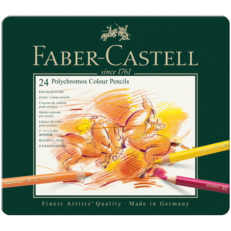 Карандаши художественные 24шт FABER-CASTELL Polychromos, металл. коробка