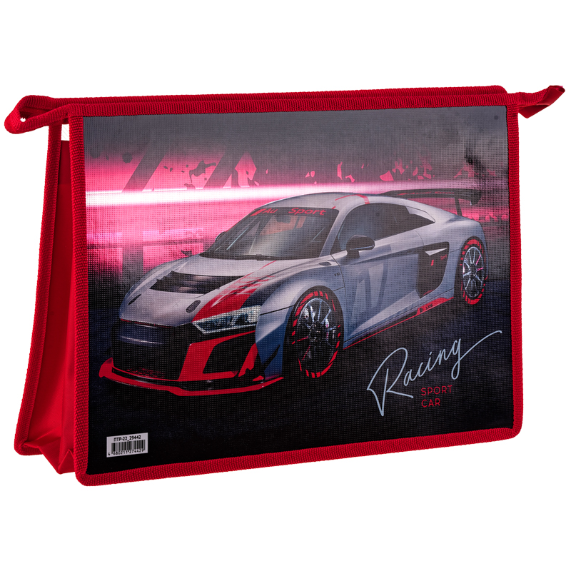 Папка для тетрадей 2 отделения, А4, ArtSpace "Sport car", пластик, фольга, на молнии