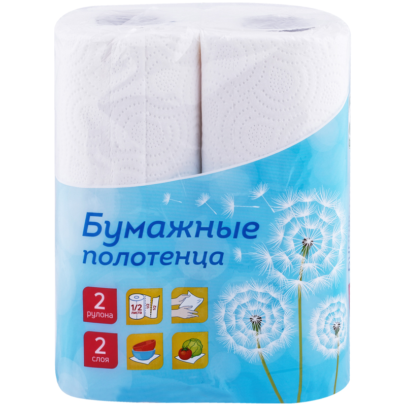 Полотенца бумажные в рулонах OFFICE CLEAN 2-х сл. 2рулона (9,6м) 1/16 (+)