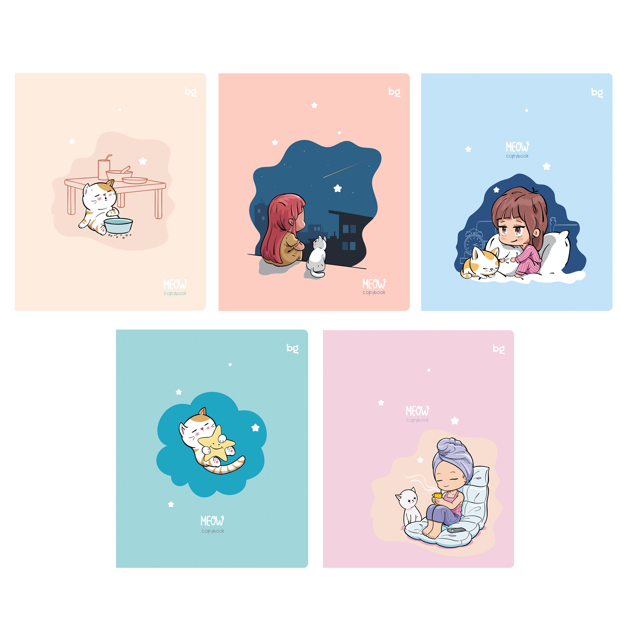 Тетрадь А5 48л кл BG "Котики", выборочный лак