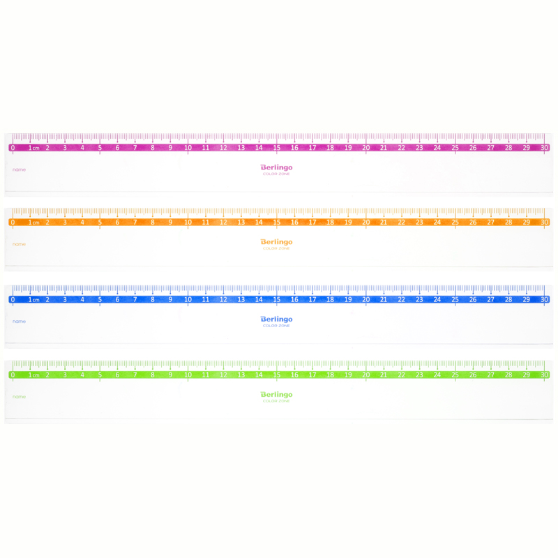 Линейка 30см пластиковая BERLINGO Color прозр  1/24