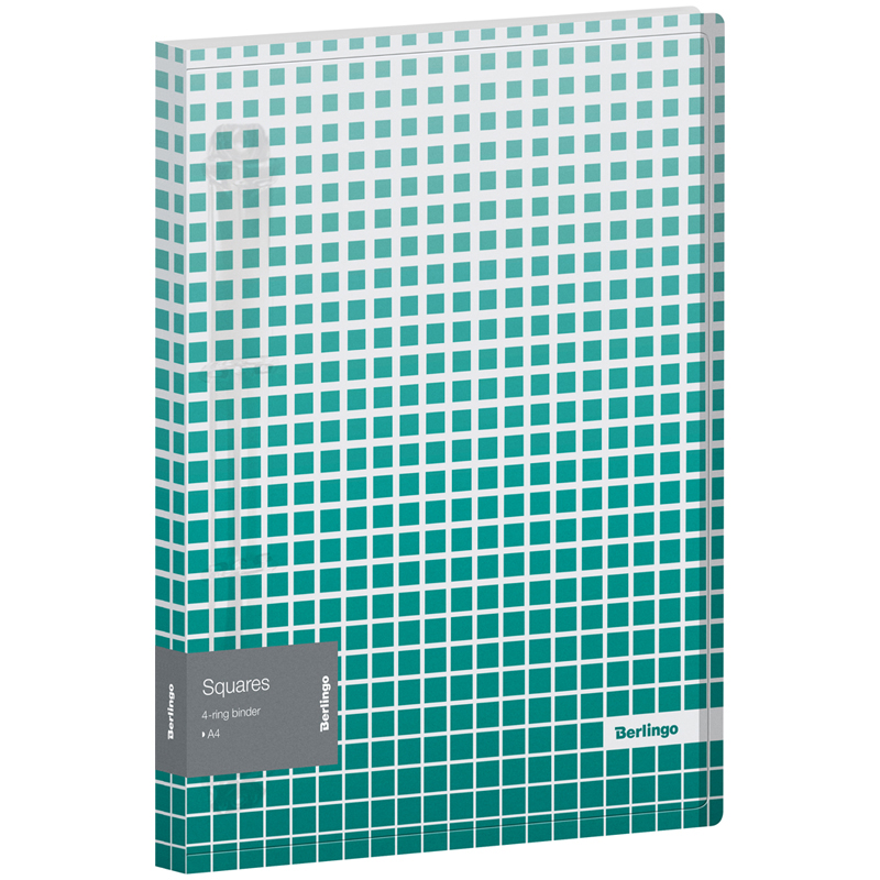 Папка на 4 кольцах А4 Berlingo "Squares", 24мм, 600мкм, D-кольца, с внутр. карманом