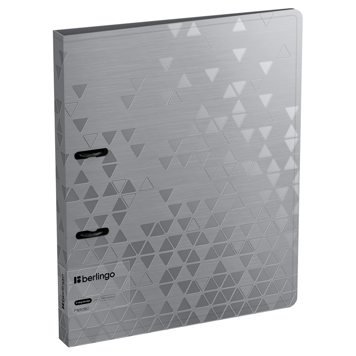Папка на 2 кольцах Berlingo "Metallic", 24мм, 1000мкм, серебряный металлик, D-кольца, с внутр. карма
