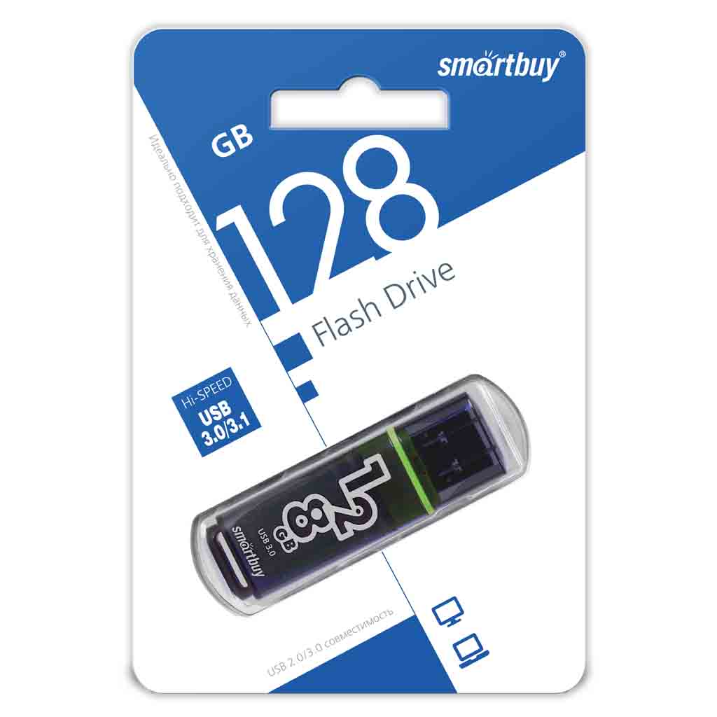 Флэш-диск Smart Buy 128Gb Glossy Dark Grey USB 3.0