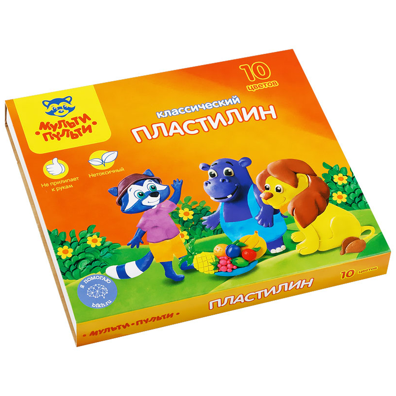 Пластилин 10цв Мульти-Пульти. Приключения Енота 200г, со стеком, картон