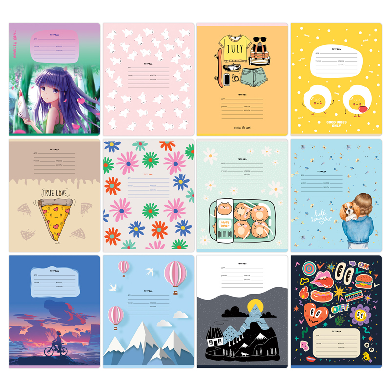 Тетрадь А5 24л кл BG "Mix-12. Девочки", эконом