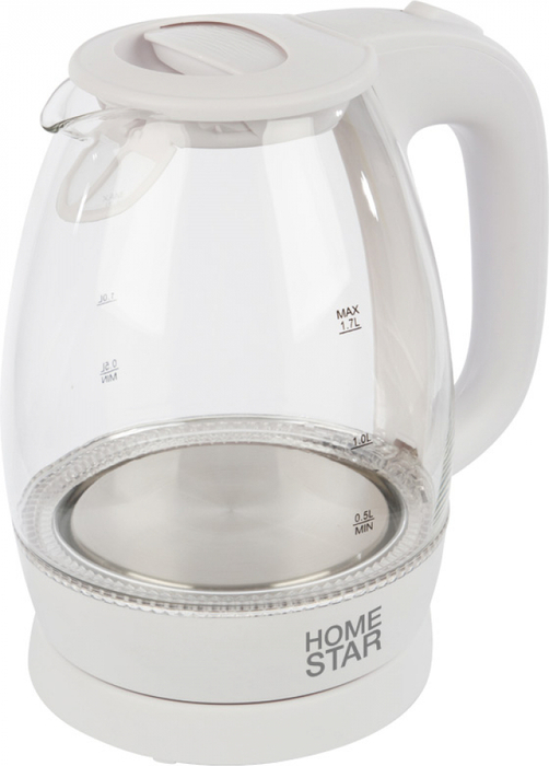 Чайник Homestar HS-1012 (мощ.2200 ,1.7л) стекло,пластик, подсветка, цвет белый 