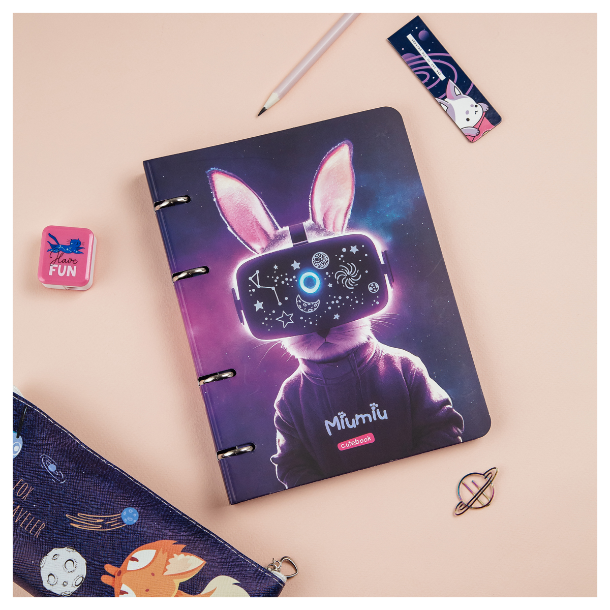 Тетрадь на кольцах А5, 100л., MESHU "Miumiu", картон, матовая ламинация, тиснение фольгой MS_50669