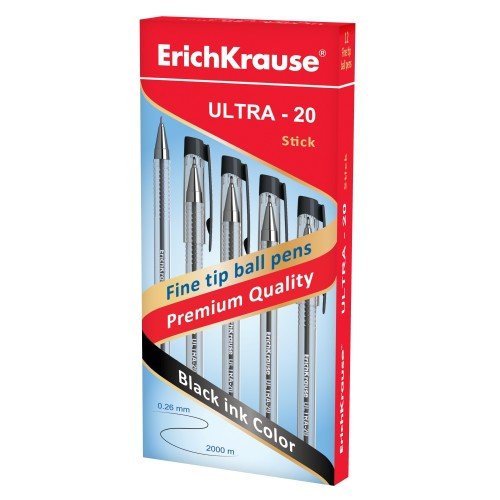 Ручка шариковая черная ErichKrause 0.7 ULTRA L-20