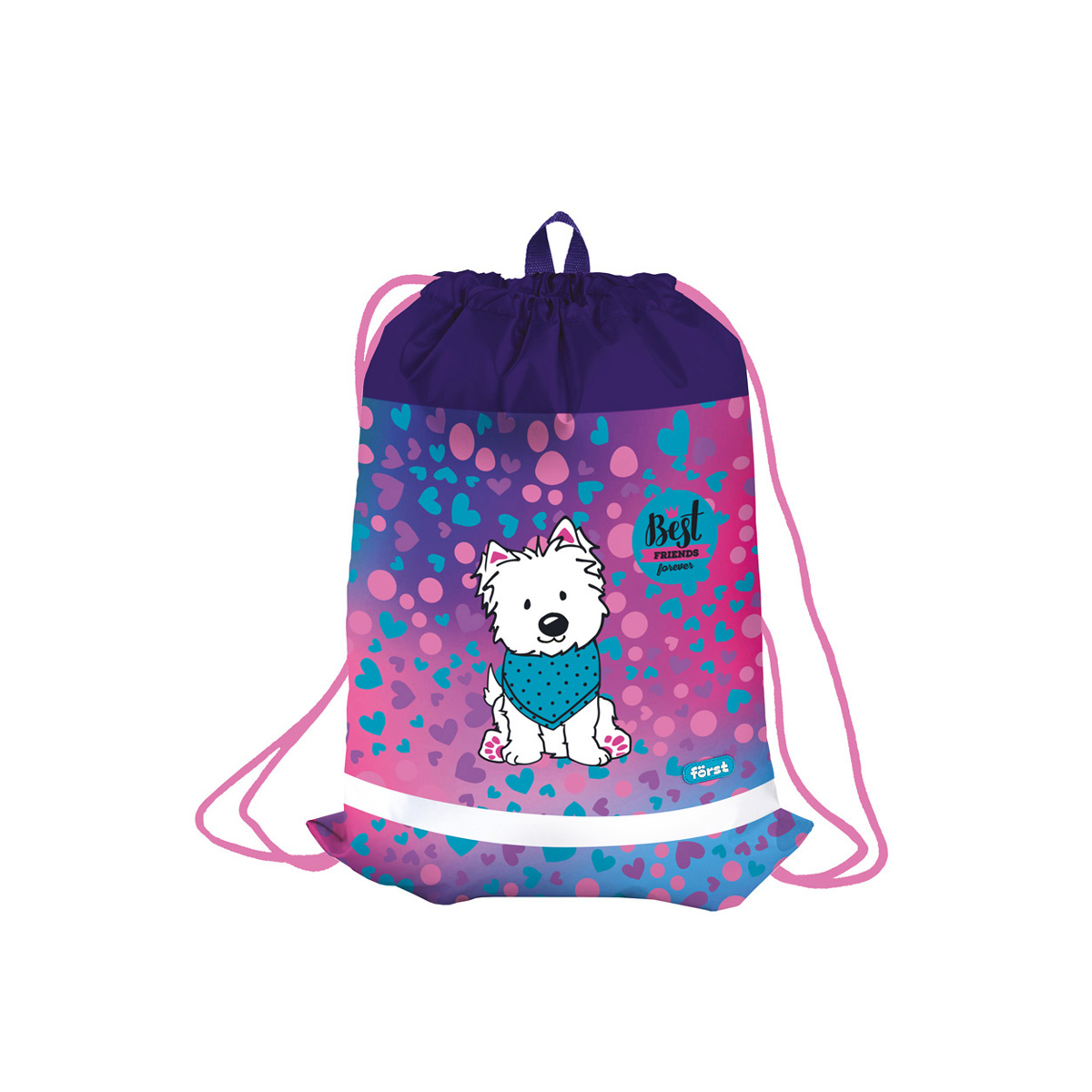 Мешок для обуви 1 отделение Först "Best friends", 360*470мм, вентиляционная сеточка, светоотражающая