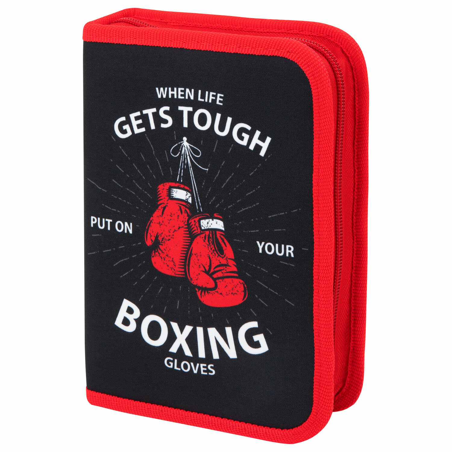 Пенал ПИФАГОР, 1 отделение, 2 откидные планки, полиэстер, 20х14 см, "Boxing"