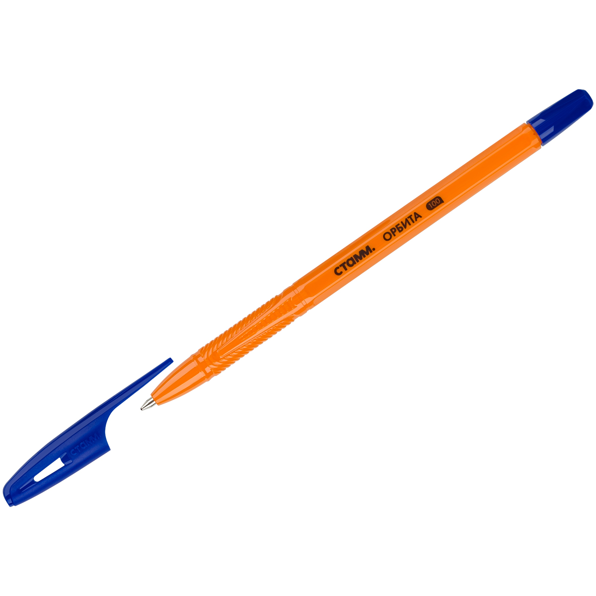 Ручка шариковая синяя СТАММ "Орбита 100" 0,7мм, оранжевый корпус Ручка шариковая синяя СТАММ "Орбита 100" 0,7мм, оранжевый корпус
