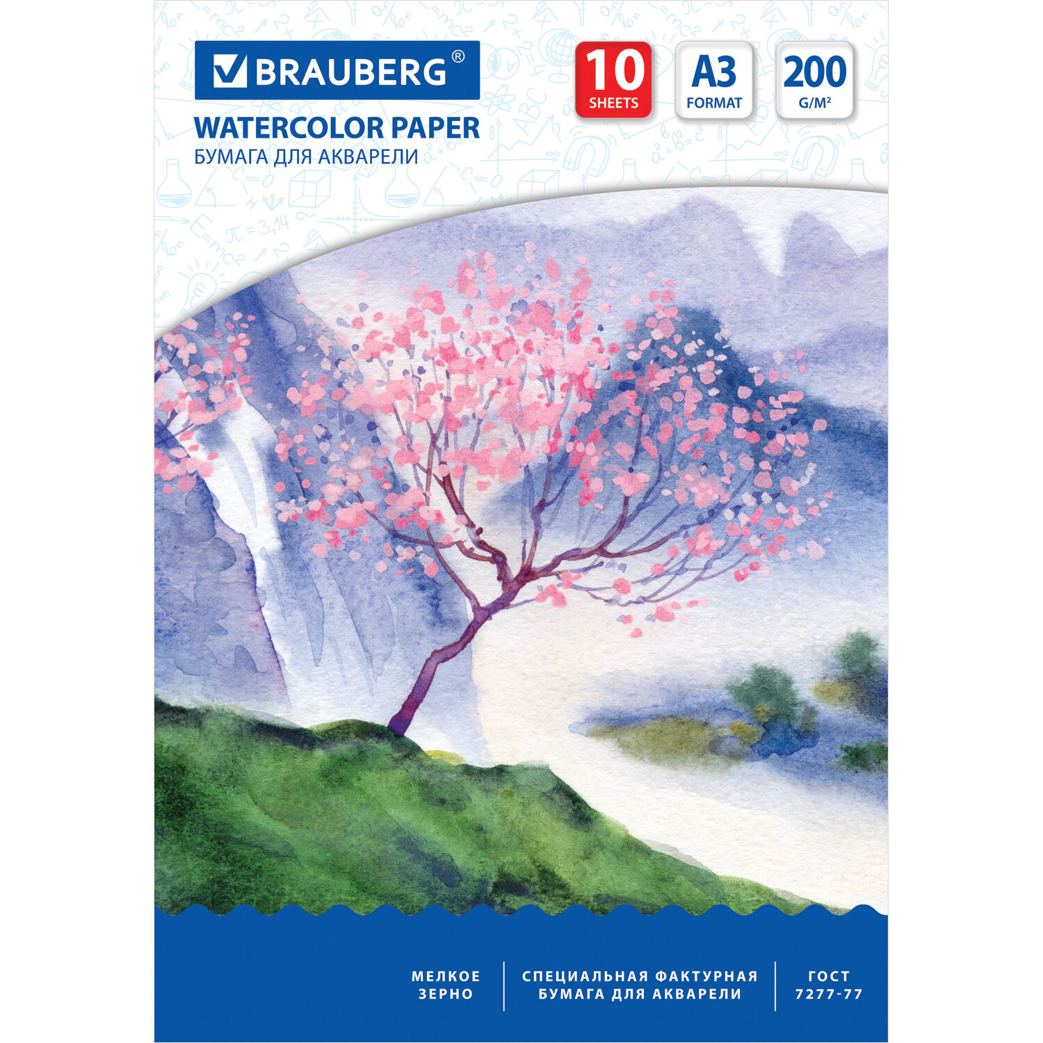 Папка для акварели А3 10л BRAUBERG Специальная 200г/м2