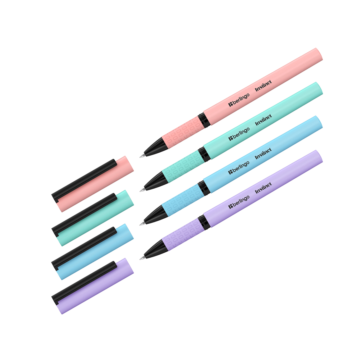 Ручка гелевая черная Berlingo "Instinct" 0,5мм, корпус ассорти NEW