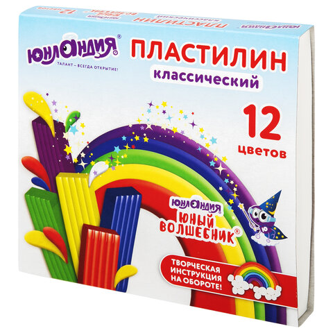 Пластилин 12цв ЮНЛАНДИЯ "ЮНЫЙ ВОЛШЕБНИК" 240 г, со стеком