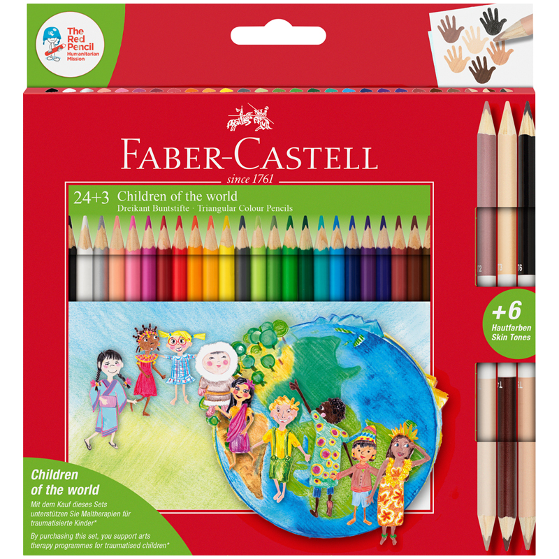 Карандаши 30цв Faber-Castell "Дети мира" трехгран, заточ., карт. упак.