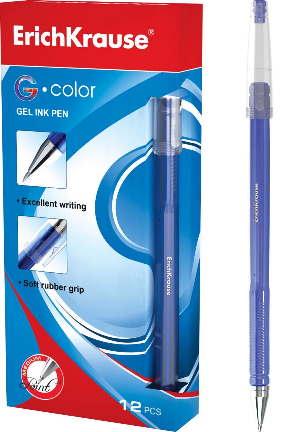 Ручка гелевая синяя ErichKrause 0,7мм G-COLOR тонир.корпус