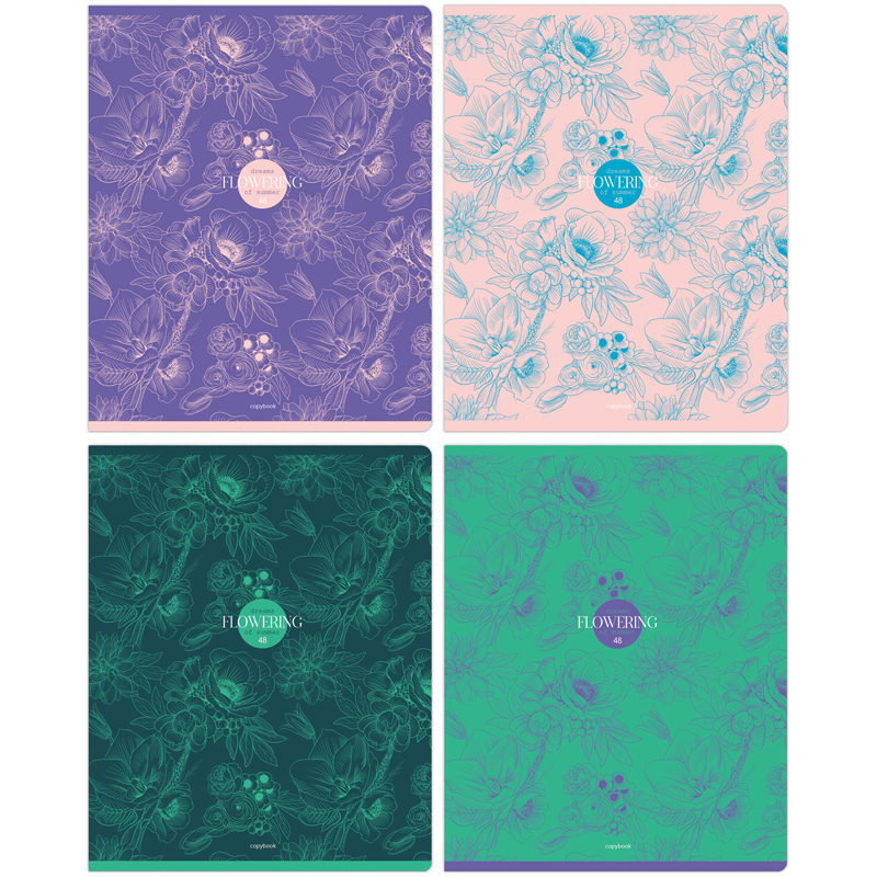 Тетрадь А5 48л кл BG "Flowering"