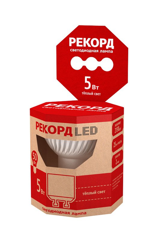 Лампа светод. Рекорд LED MR16 5W GU5.3 3000K