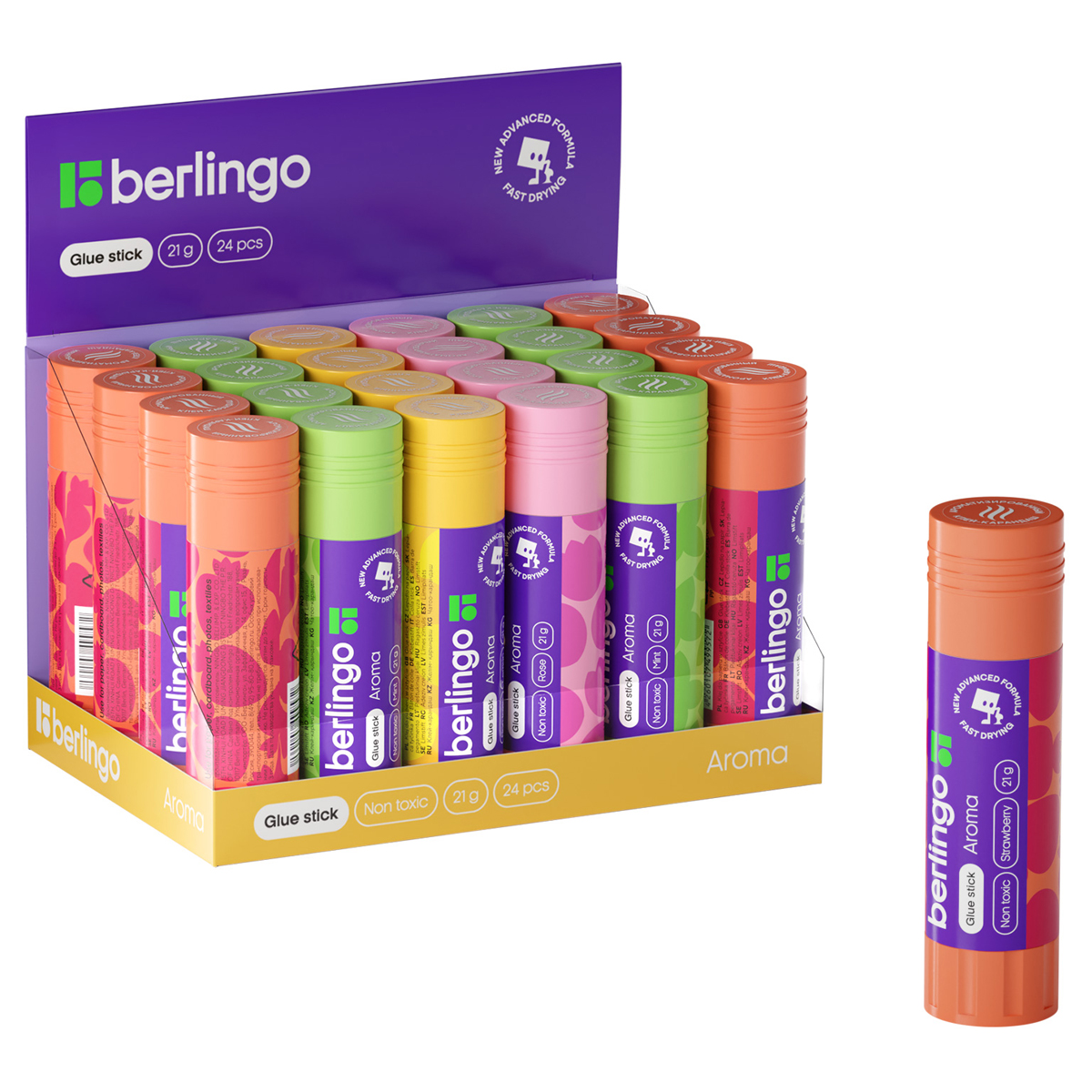 Клей-карандаш 21г BERLINGO Aroma ароматизированный