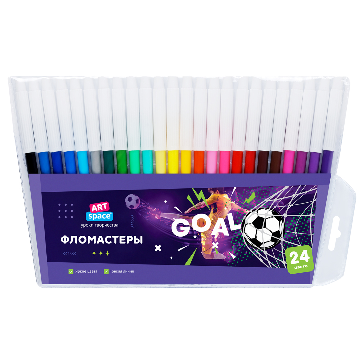 Фломастеры 24цв ArtSpace "Футбол" ПВХ, европодвес