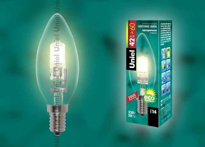 Uniel HCL-42/CL/E14 candle Лампа галогенная
