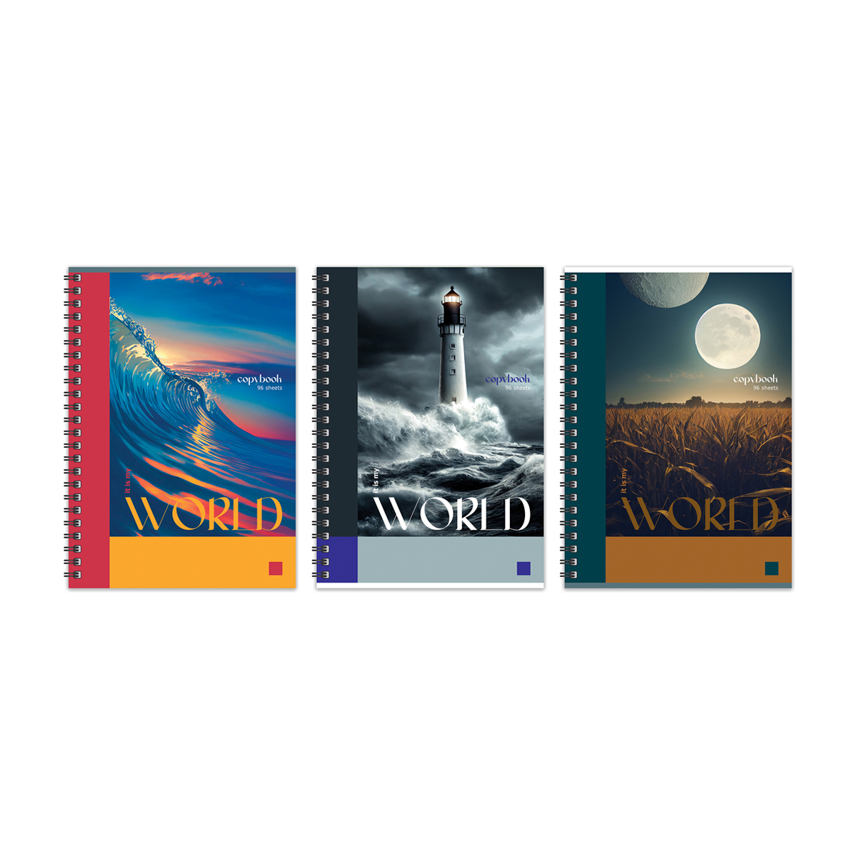 Тетрадь А4 96л кл на гребне BG "Мой мир", глянцевая ламинация