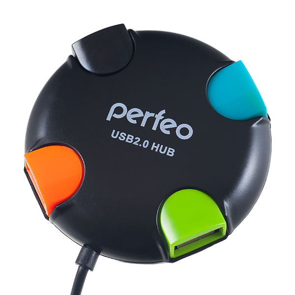 Разветвитель USB - Хаб Perfeo 4 Port, (PF-VI-H020 Black) чёрный