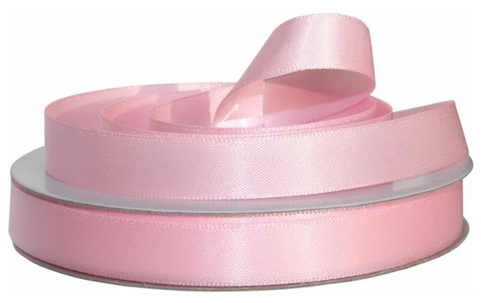 Лента атласная двухсторонняя 1/2" (12мм) цв.3053 св.розовый 1м/уп.32,9 м А