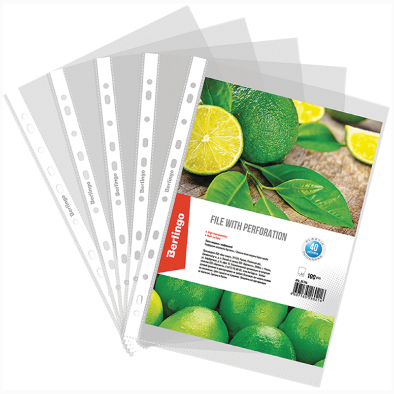 Вкладыш с перфорацией А4 40мк Berlingo матовый 1/100