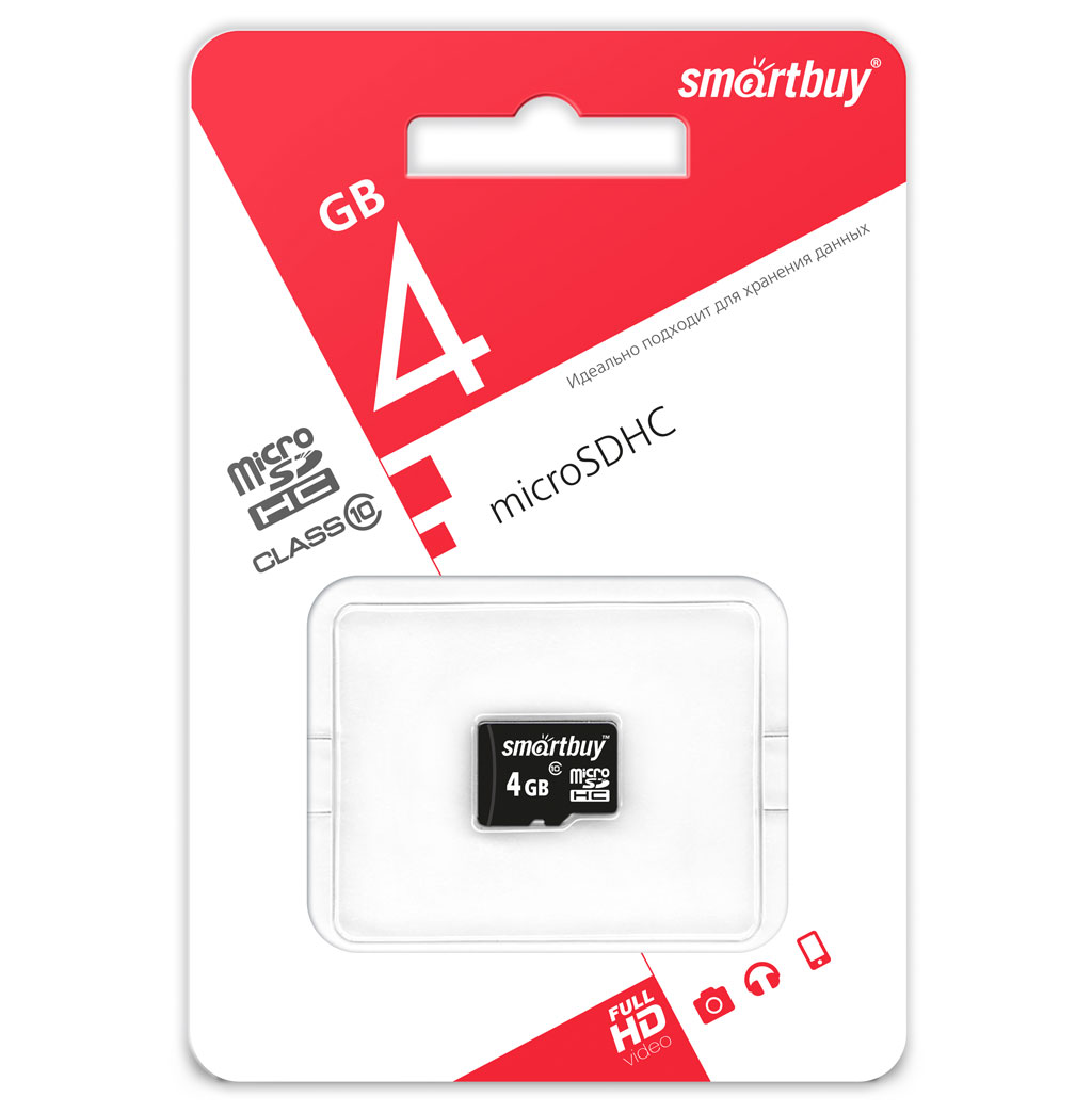 Карта памяти Smart Buy micro SDHC 4Gb Class 10 без