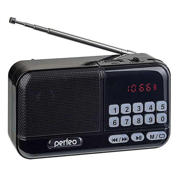 Perfeo мини-аудио Aspen FM MP3 питание USB или 18650 черный