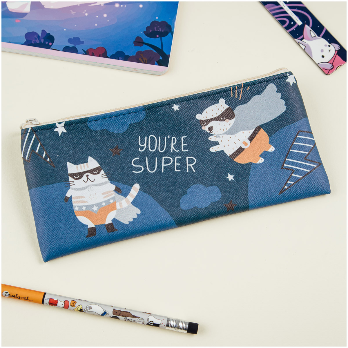 Пенал мягкий 200*100 MESHU "Super Hero", искусственная кожа