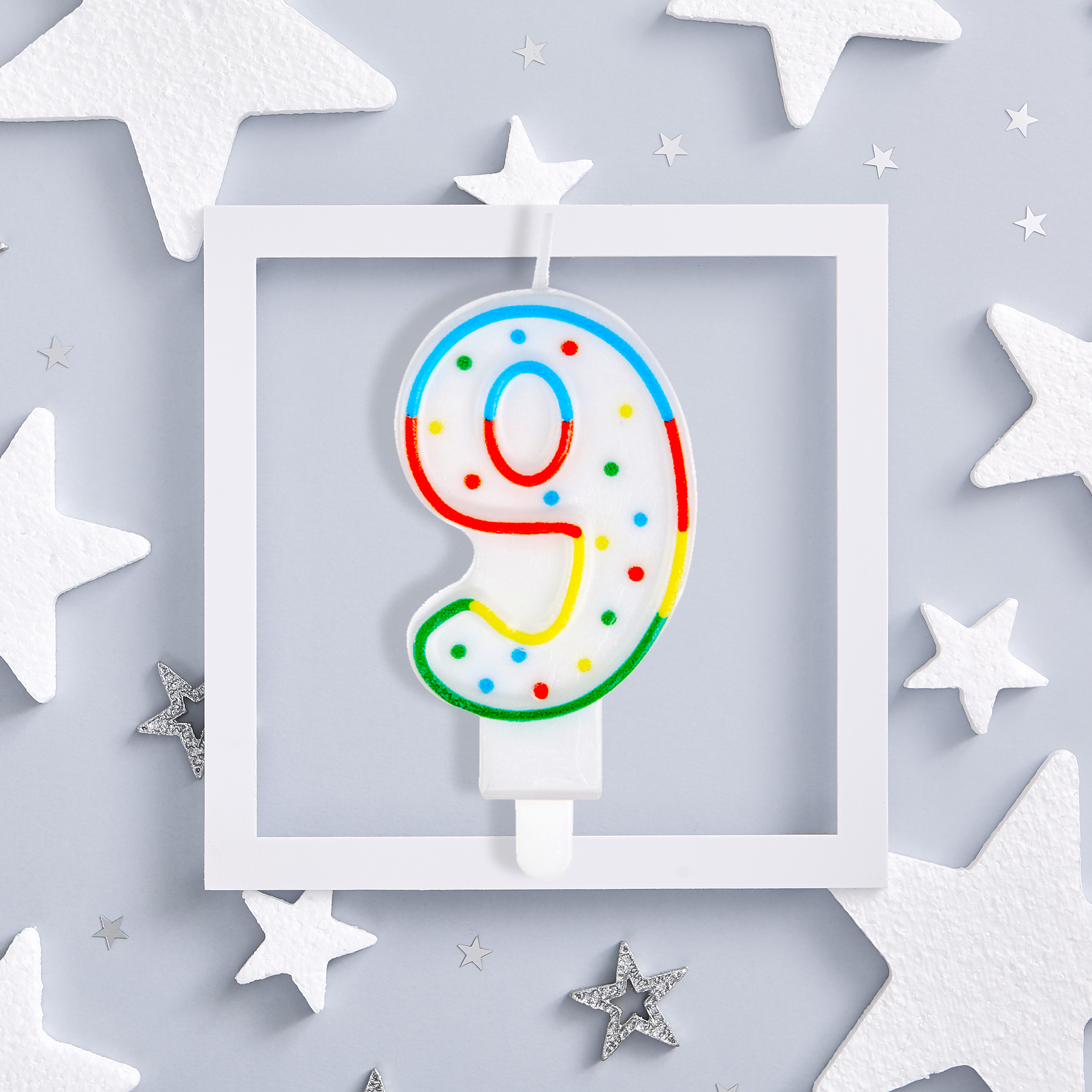 Свеча цифра 9 с держателем MESHU 8,5см, блистер