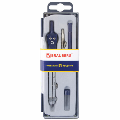 Готовальня 4пр BRAUBERG Student Oxford пласт. пенал