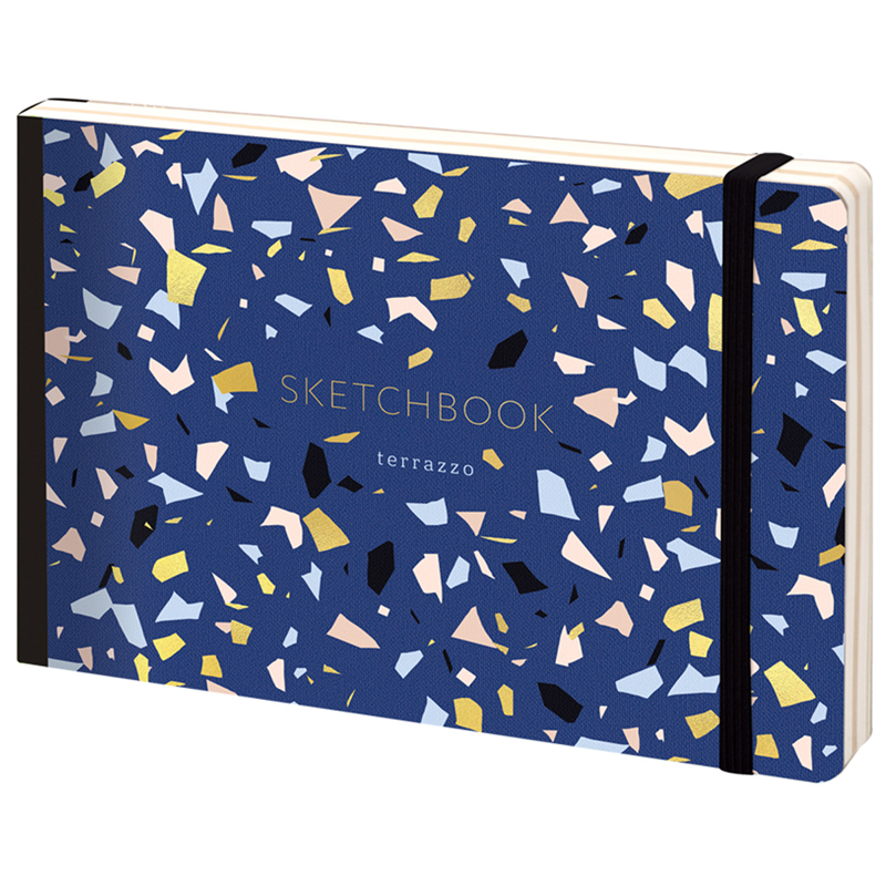 Скетчбук - альбом для рисования 80л. A5 "Italia terrazzo", 100г/м2, тв.обл, карман, доп.листы крафт