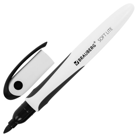 Маркер для белой доски Черный Brauberg SOFT LITE 3мм   резиновая вставка