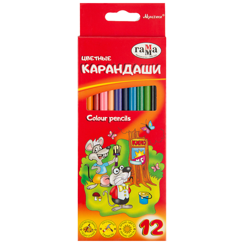 Карандаши 12цв Гамма. Мультики трехгранные заточ карт/уп