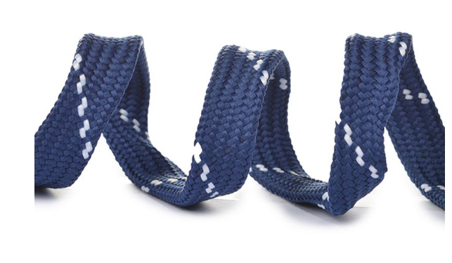 Шнурки плоские 14мм классическое плетение дл.100 см голубые-белые точки 1пара/10