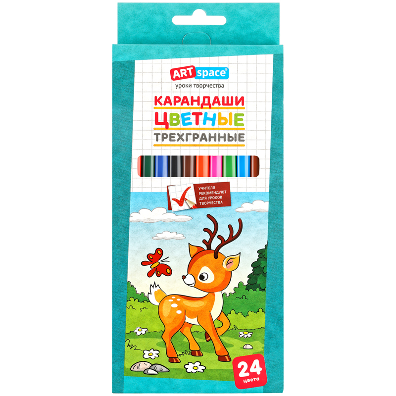 Карандаши 24цв ArtSpace "Лесные жители" трехгран., заточен., картон. упаковка, европодвес