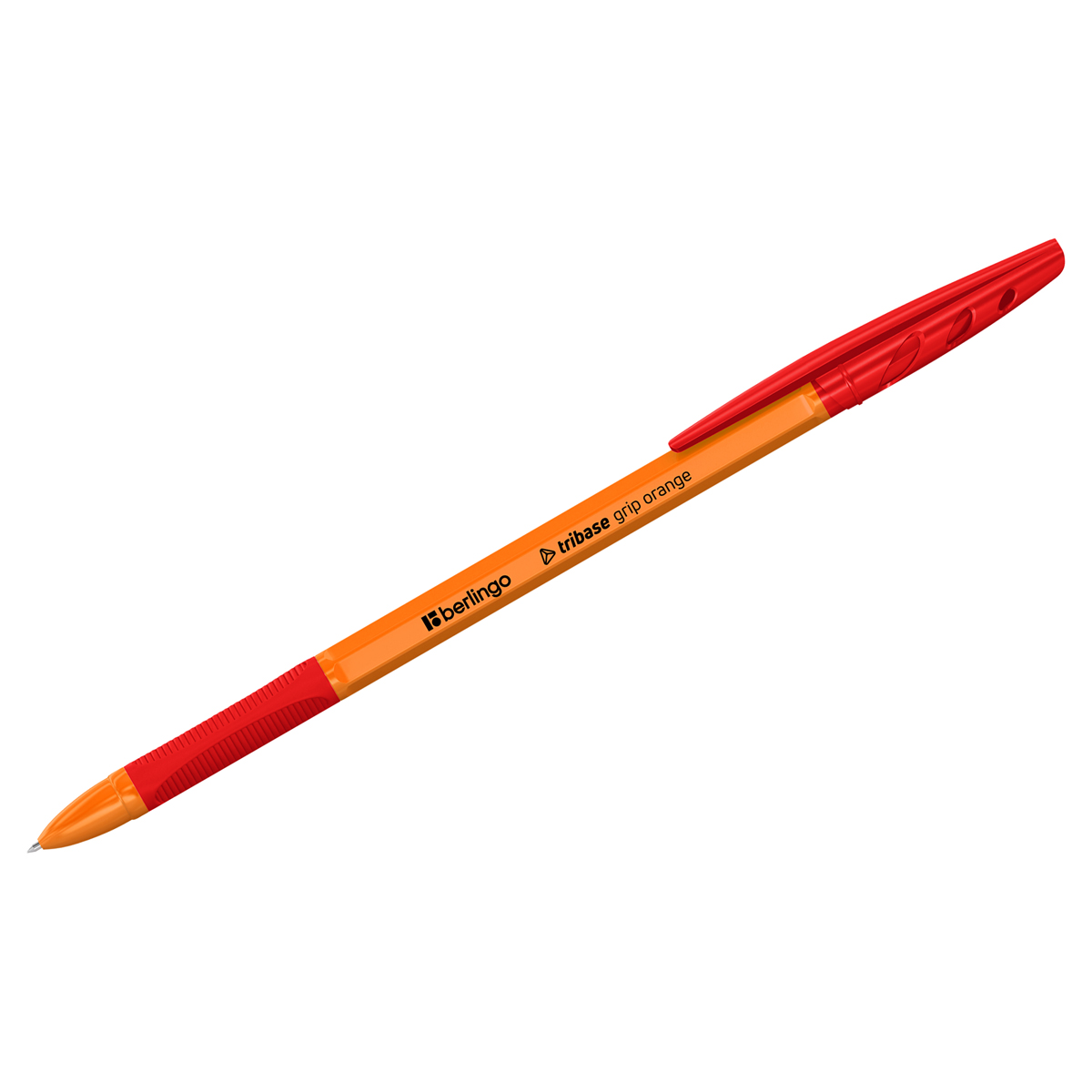 Ручка шариковая красная Berlingo "Tribase grip orange" , 0,7мм, грип