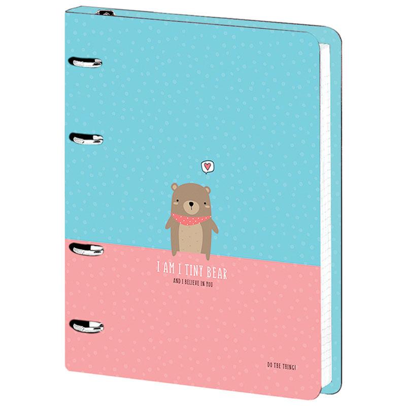 Тетрадь на кольцах А5 MESHU "Tiny bear", картон,  мат. лам., выборочный УФ-лак , 120л.,