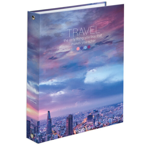 Тетрадь на кольцах А5 BRAUBERG, "Travel" твердый картон, клетка, 