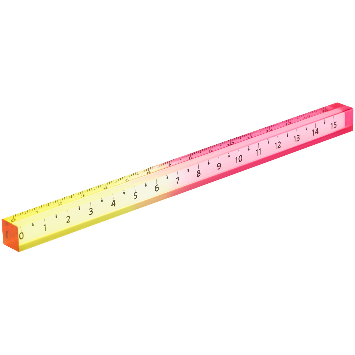 Линейка 15см СТАММ, пластиковая, четырехгранная, розовый/желтый градиент, европодвес 
