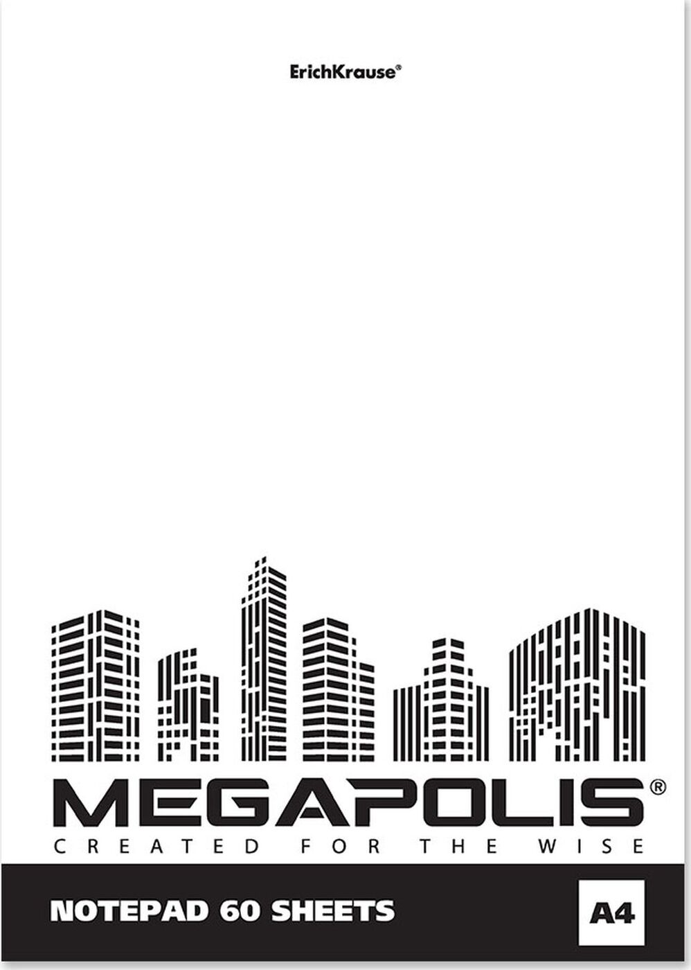 Блокнот А4 60л склейка ErichKrause Megapolis Blanc без линовки