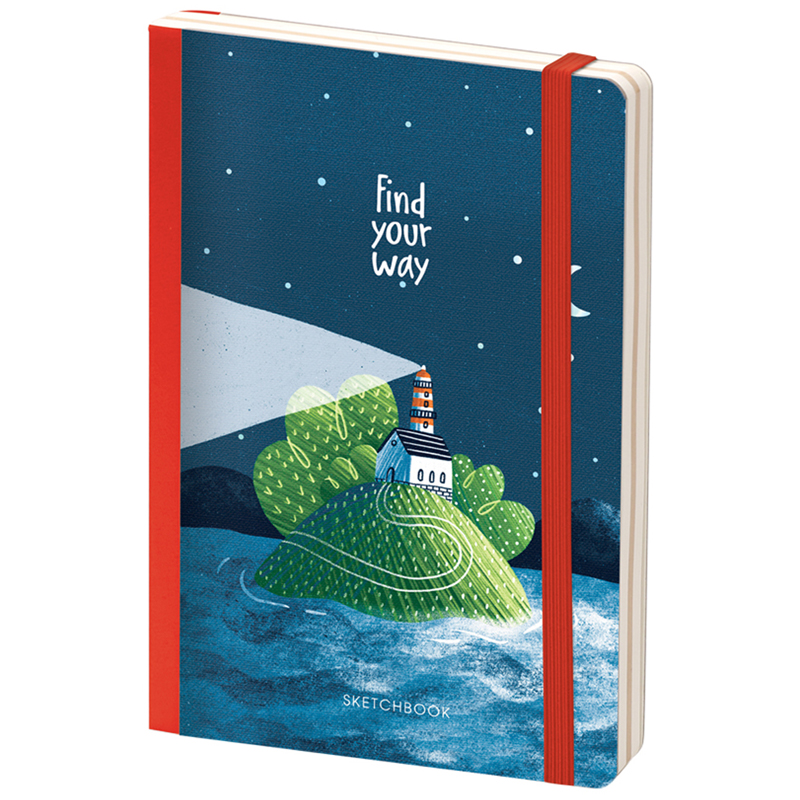 Скетчбук - альбом для рисования 80л. B6 "Find your way", 100г/м2, тв.обл, карман, доп.листы крафт