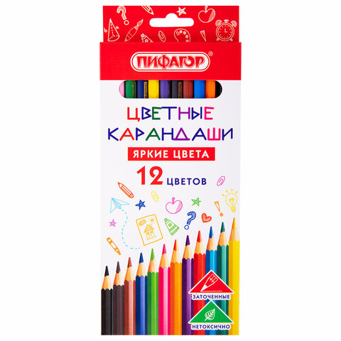 Карандаши 12цв ПИФАГОР ЭКО "КЛАССИК", шестигранные