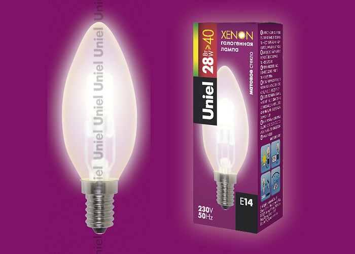 Uniel HCL-28/FR/E14 candle Лампа галогенная
